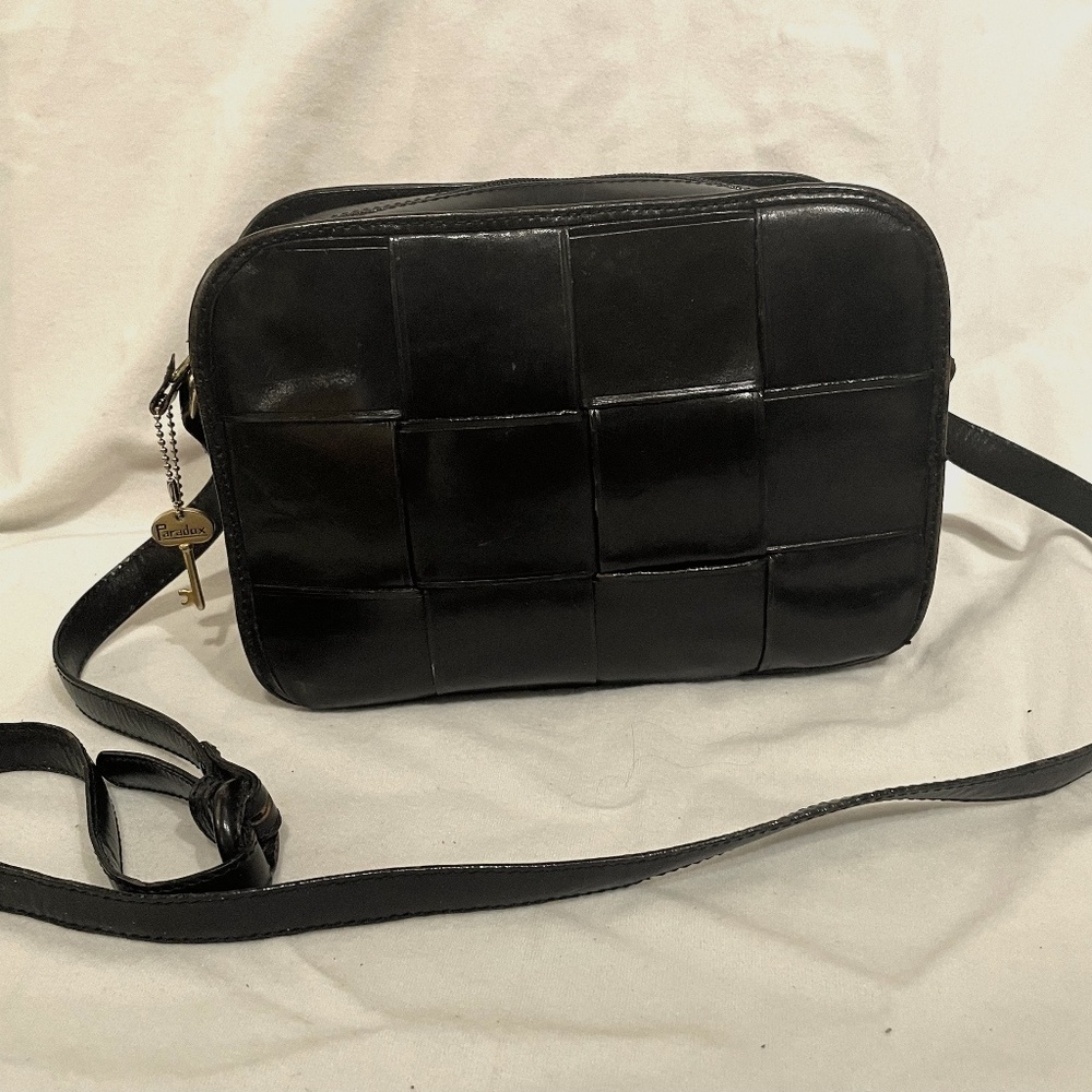 Black leather shoulder bag